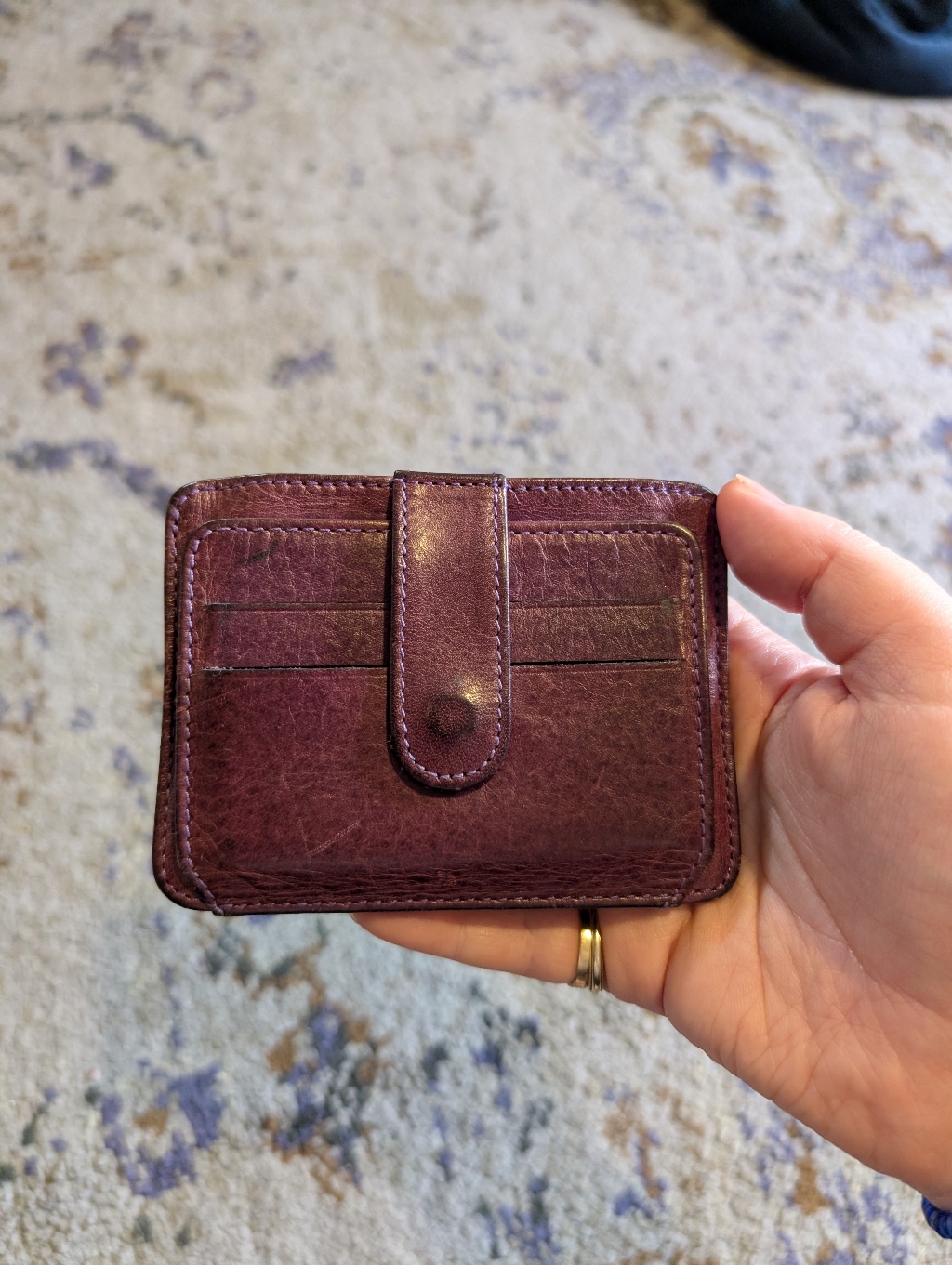 Vintage Burgundy Leather Card Holder